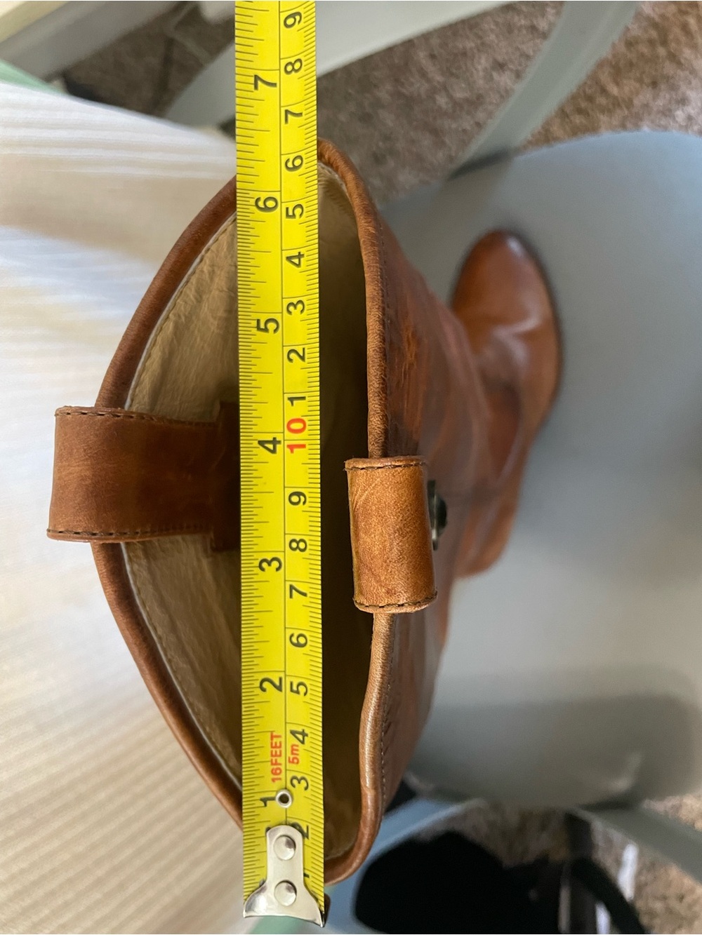 Frye Cognac Brown Leather Mid-Calf Heeled Boots - Picture 14 of 15